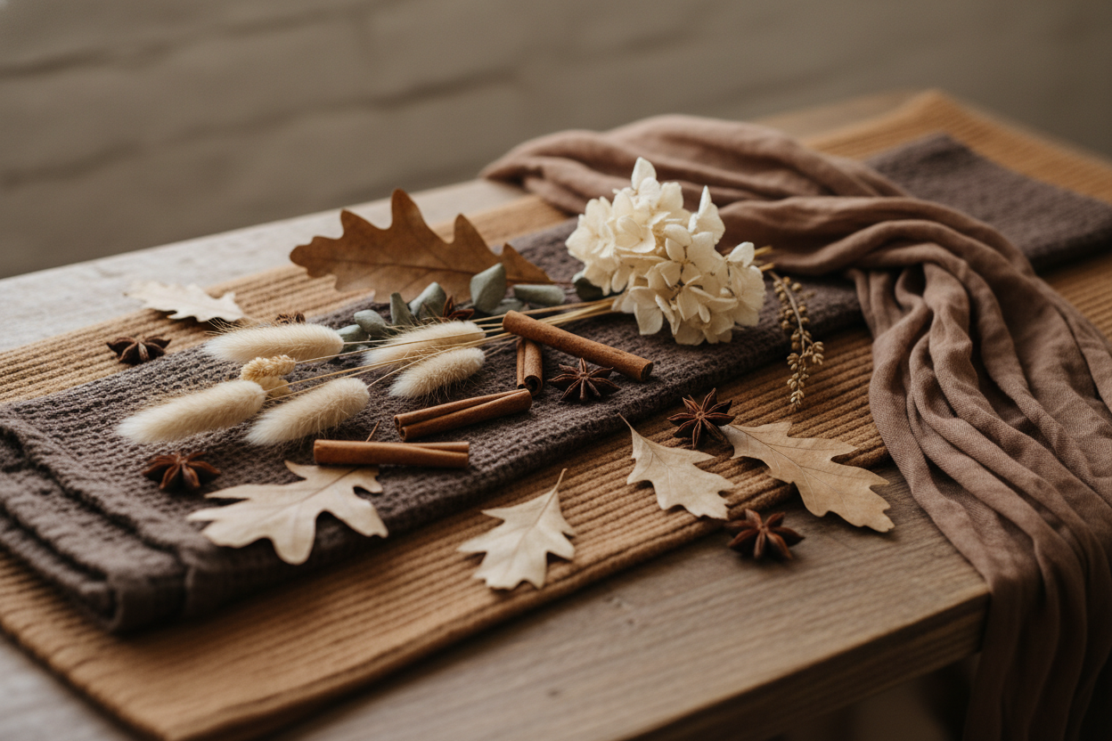 Realistic fall-inspired banner with neutral browns